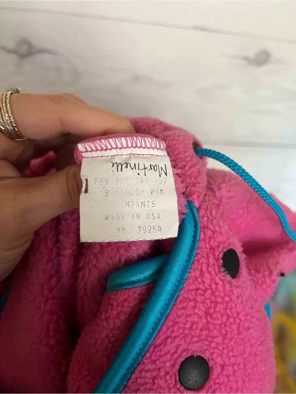 Vtg REI Snow Suit Bunting Fleece Hooded Winter Pink Baby Infant